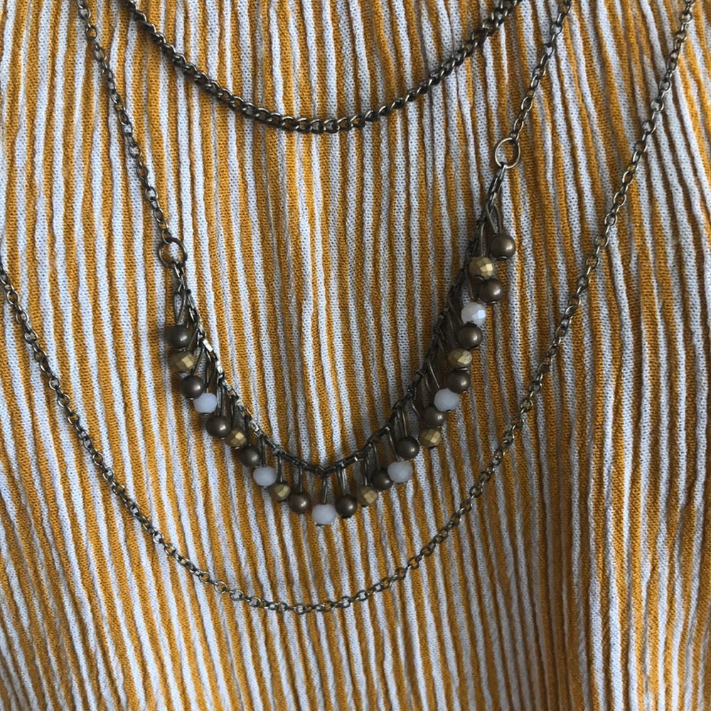 Paparazzi Accessories Multi-row Long Necklace  Bronze Chain Layering Delicate - Picture 2 of 5